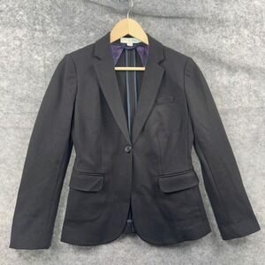 Boden Blazer Jacket Womens 4P Black 1 Button Career Fitted Stretch Work Office